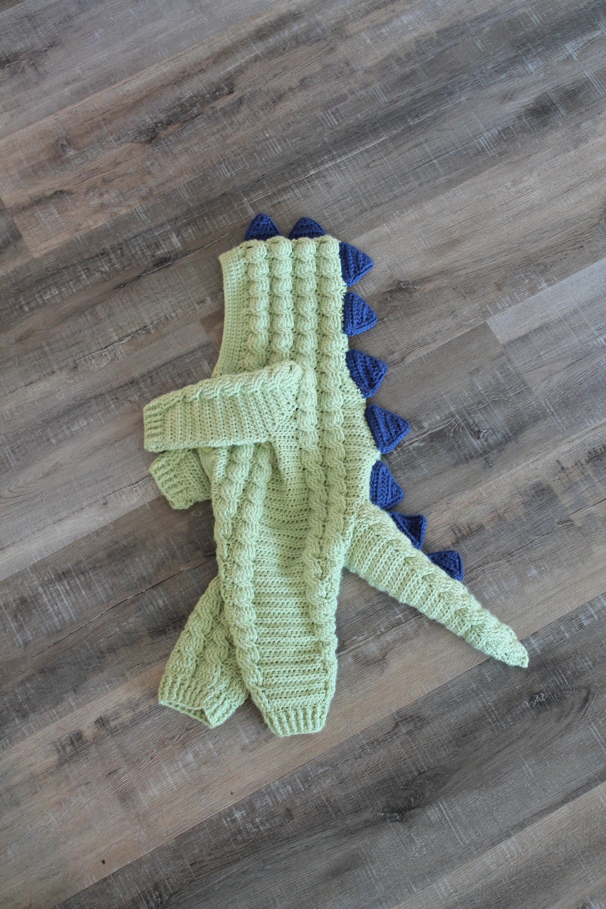 Crochet PDF Pattern, Digby Dinosaur Suit, Baby Romper, Coverall, Sleeper - Not a finished Product - Thumbnail 3