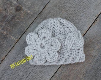 Chloe Cable Beanie PDF Crochet Pattern - Not a finished Product