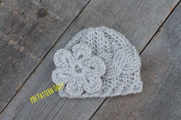 Chloe Cable Beanie PDF Crochet Pattern - Not a finished Product