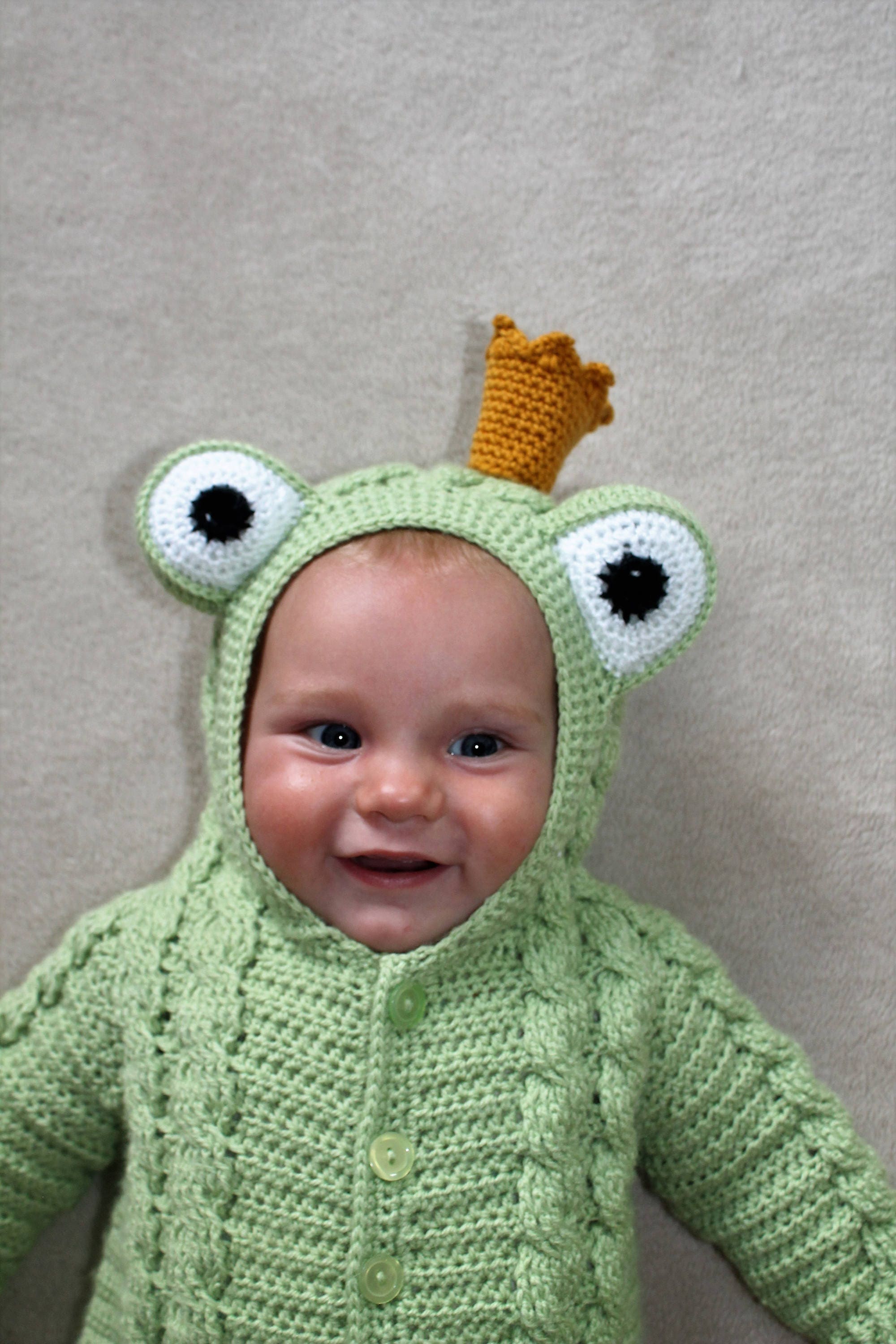 Crochet PDF Pattern, Fennimore Frog Suit, Baby Romper, Coverall, Sleeper - Not a finished Product - Thumbnail 2