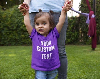 Custom Name Purple Flower Toddler Ruffle Neck Tee