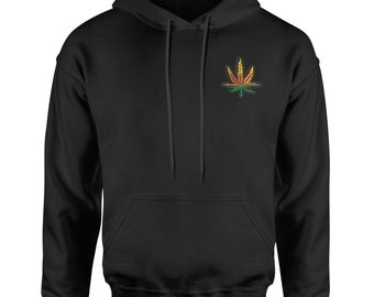 Wasted Pot Leaf Smiley Face Adult Hoodie #2235a
