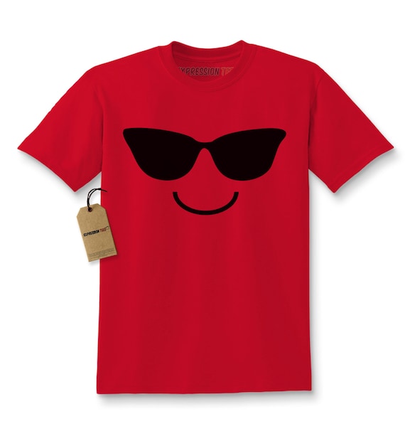 Unisex Youth Short Sleeve Emoticon Smile Face Summer Kid Shirt Kids's Sunglasses Emoticon T Shirt Halloween Costume Childrens Tshirt