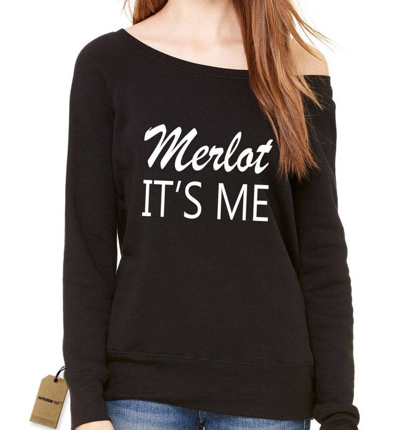Merlot It/'s Me Wine Slouchy Off Shoulder Oversized Sweatshirt