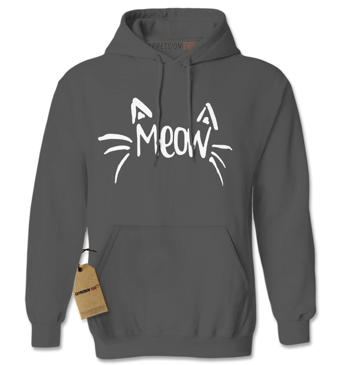 Hoodie Meow Hooded Jacket Sweatshirt Kitten Cat Whiskers | Etsy