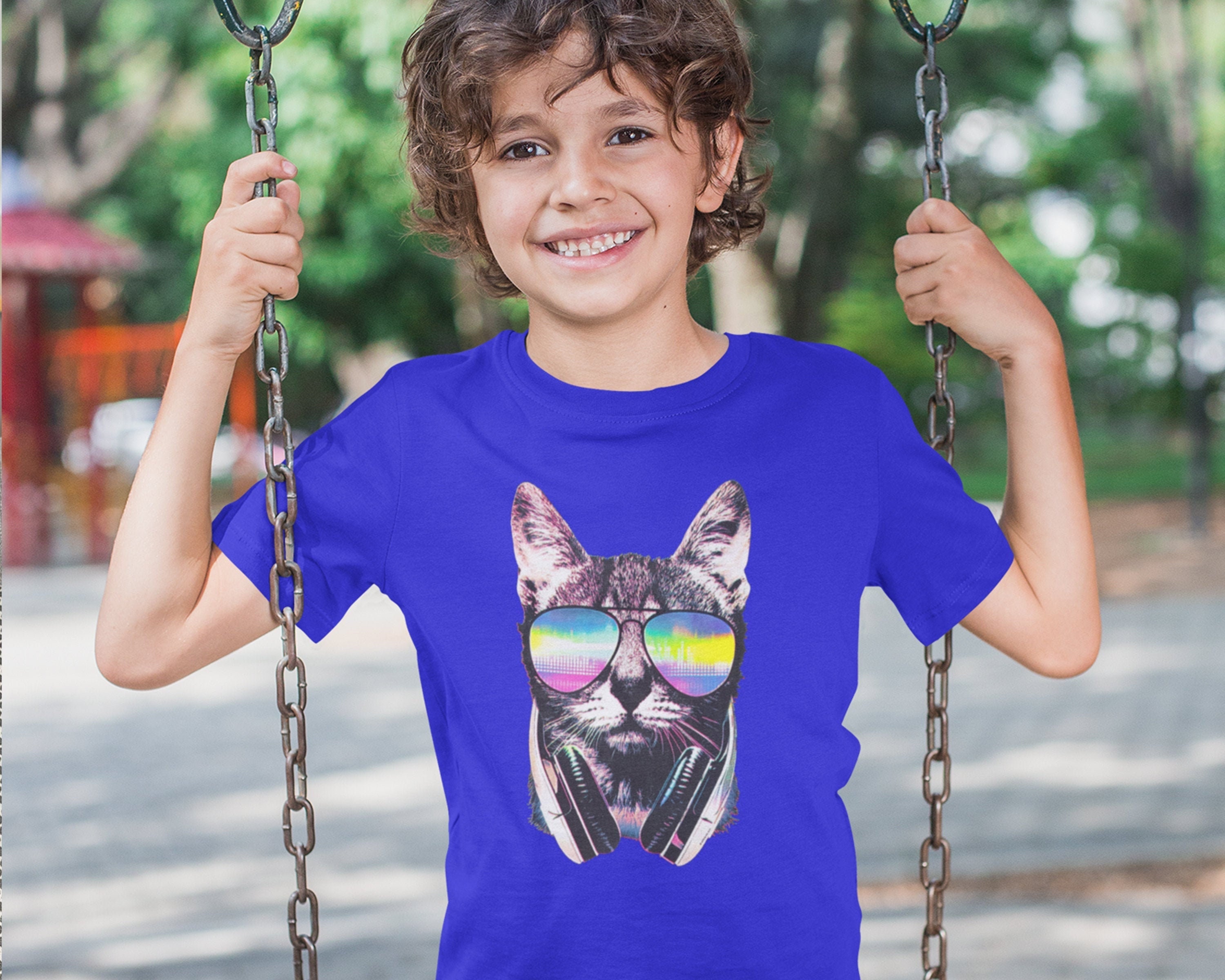 Cool Cat DJ Cat With Headphones Youth T 