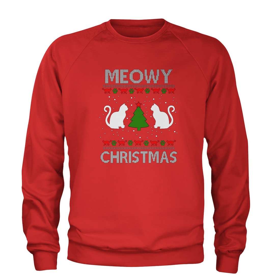 Meowy Christmas Sweater Christmas Sweater Long Sleeve - Etsy