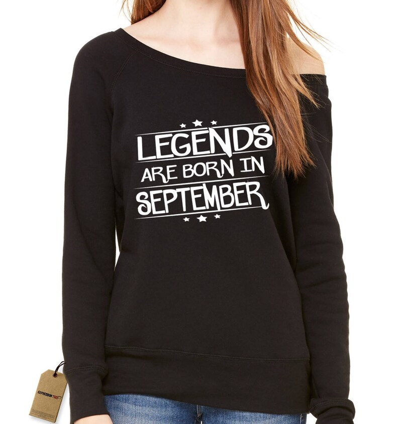 Legends Are Born In September Slouchy Off Shoulder Oversized Sweatshirt
