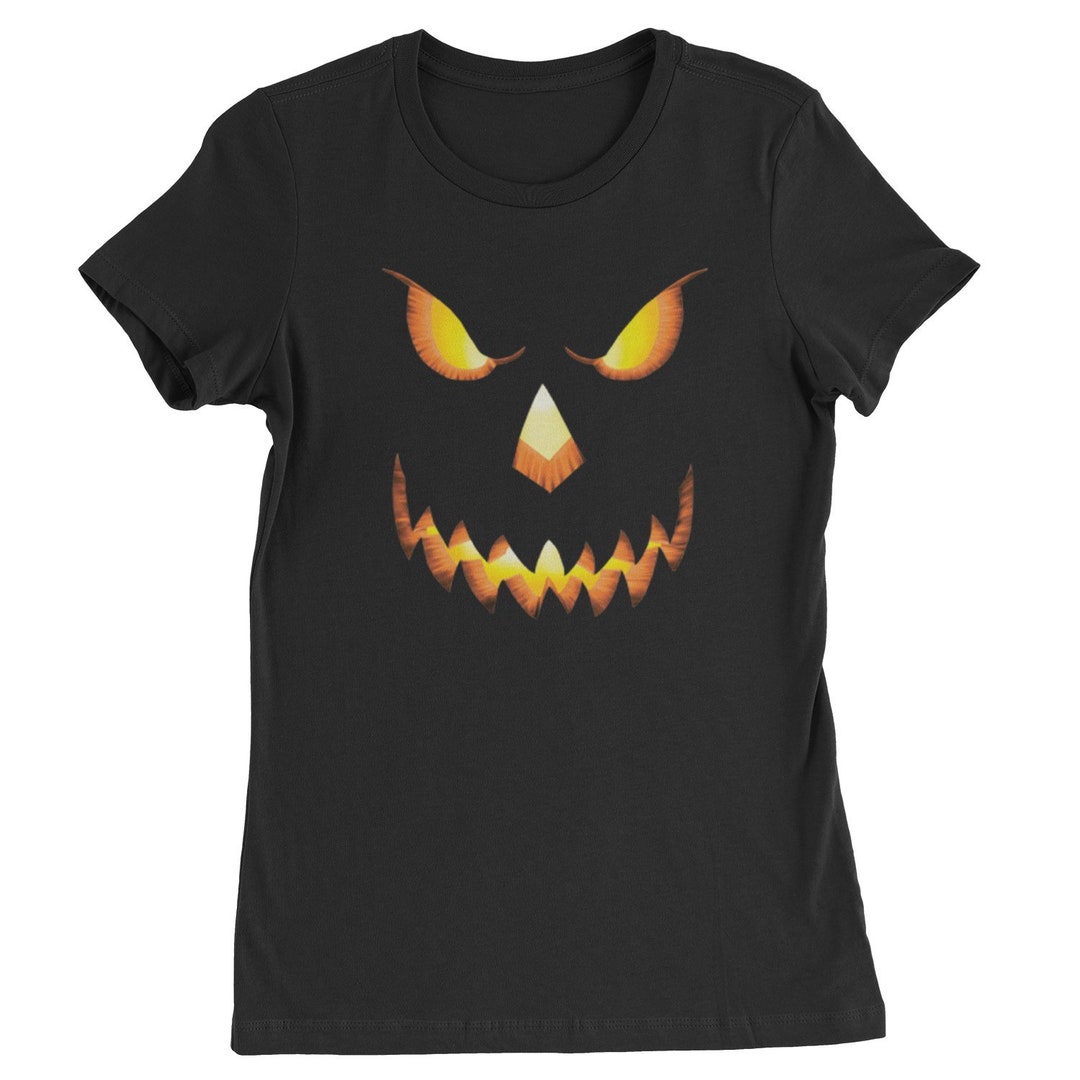 Jack-o-lantern Glowing Pumpkin Face Halloween Womens T-shirt - Etsy