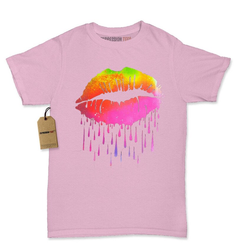 Download Neon Dripping Lips Womens T-shirt | Etsy