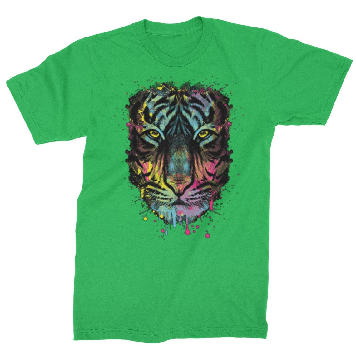 Neon Tiger Head Mens T-shirt | Etsy