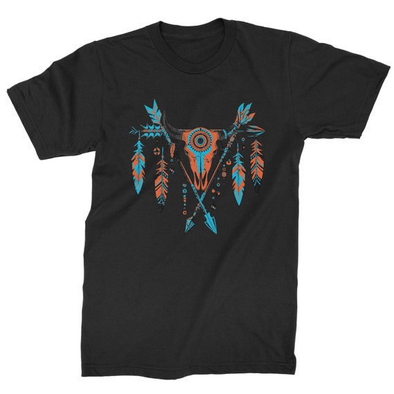 Native American Cattle Skull Southwest Mens T-shirt | Etsy