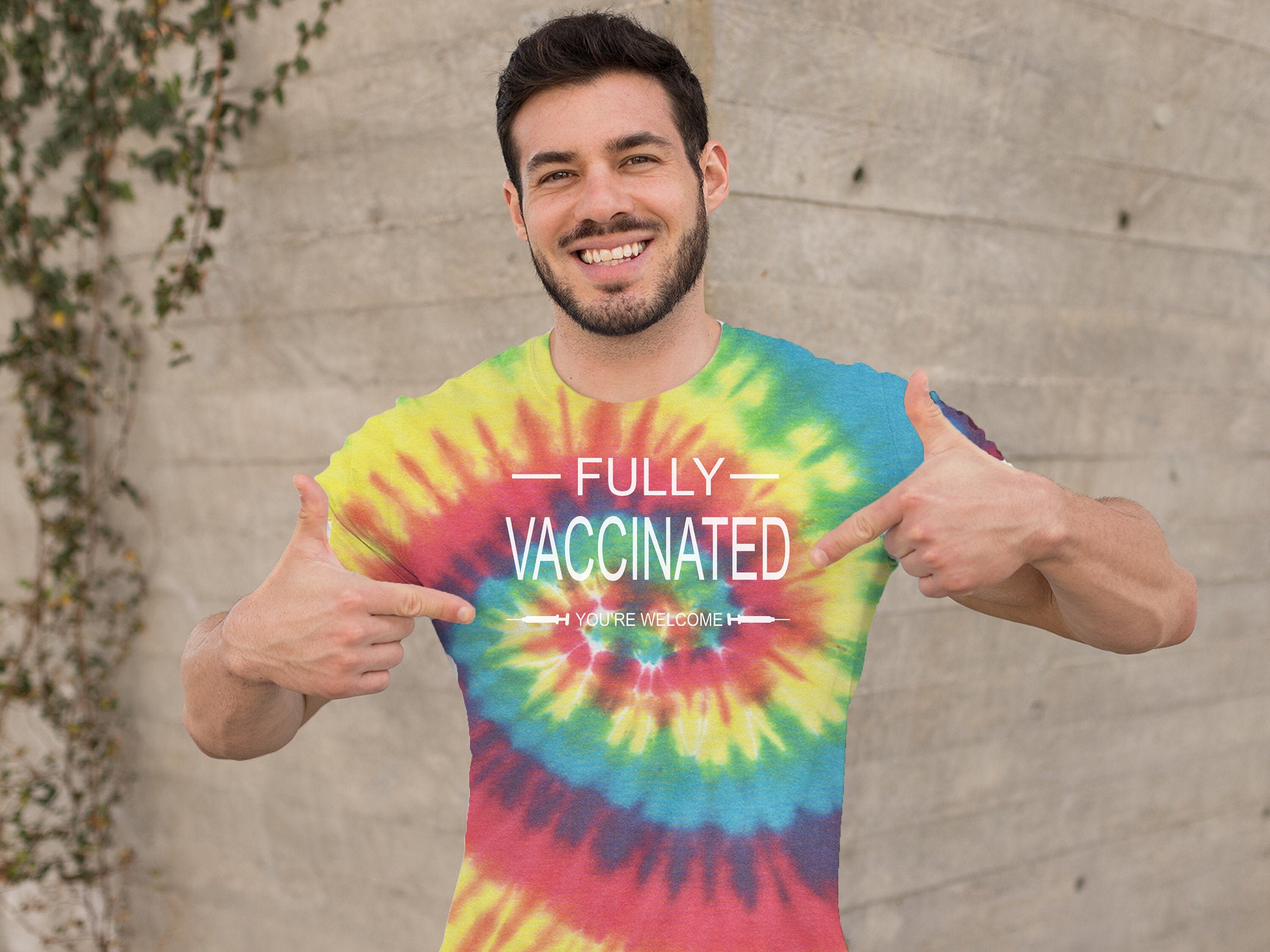 Officially Vaccinated Shirt Vaccinated Tee Tie Dye Shirt Graphic T-shirt Size XL Unisex Adult Covid 19 Vaccine