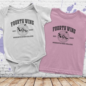 Body de una pieza para bebé de Basgiath War College, ropa para bebé Fourth Wing, camiseta de fantasía para niños pequeños, artículos de merchandising literario para niños, regalo