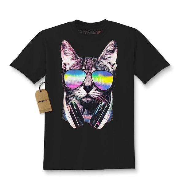 Kids DJ Kitty Cat Shirt Printed Youth Rave Cat Headphones | Etsy