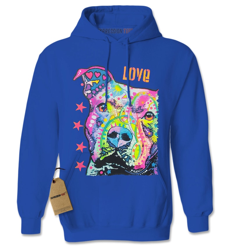 Hoodie Rainbow Pit Bull LOVE Hooded Jacket Sweatshirt | Etsy