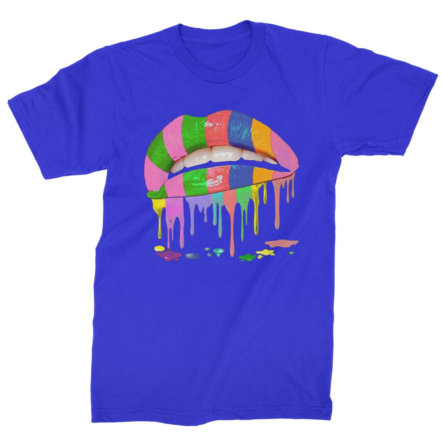 Melting Rainbow Lips Neon Colors Mens T-shirt | Etsy