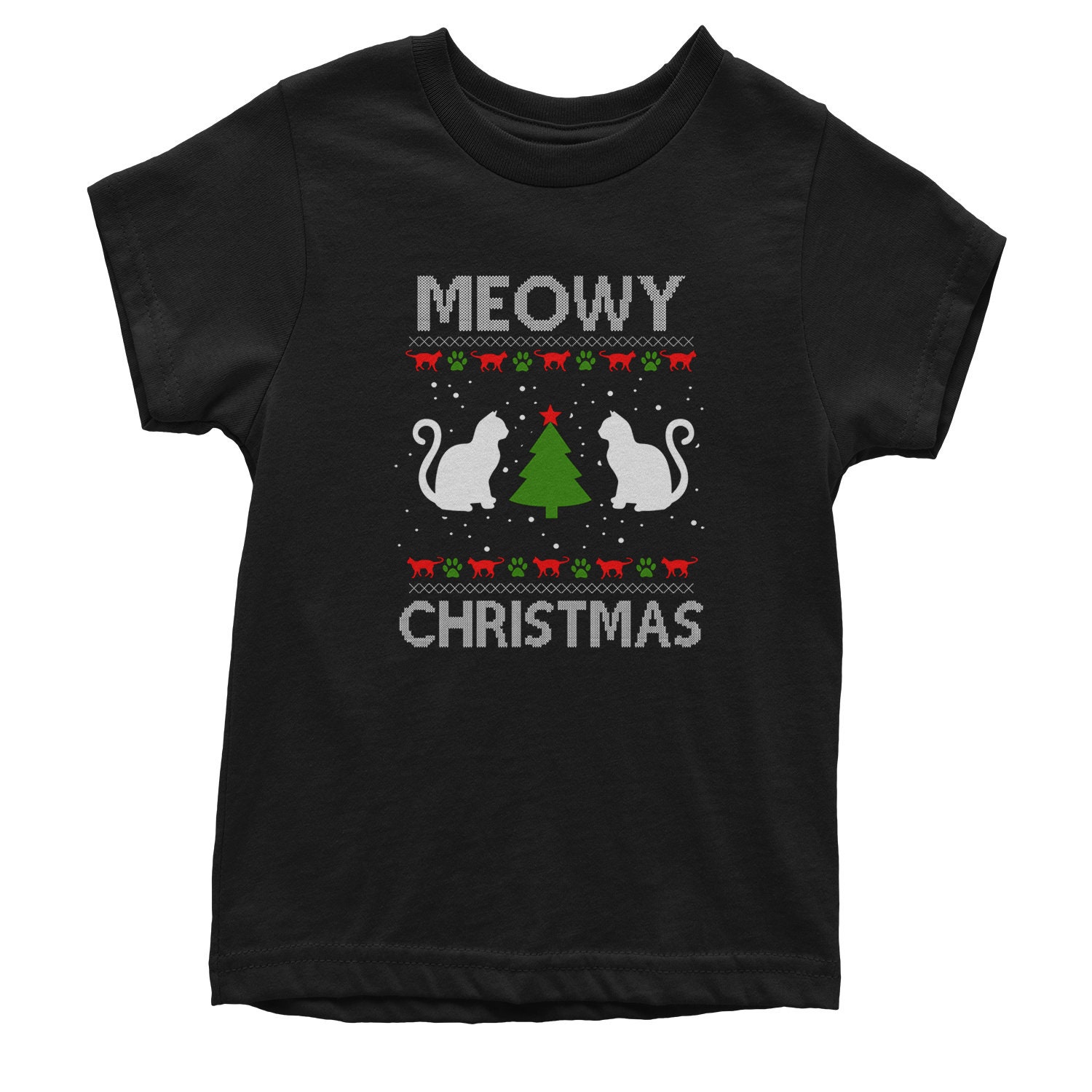 Kids Meowy Christmas Shirt Printed Youth Holiday Sweater - Etsy