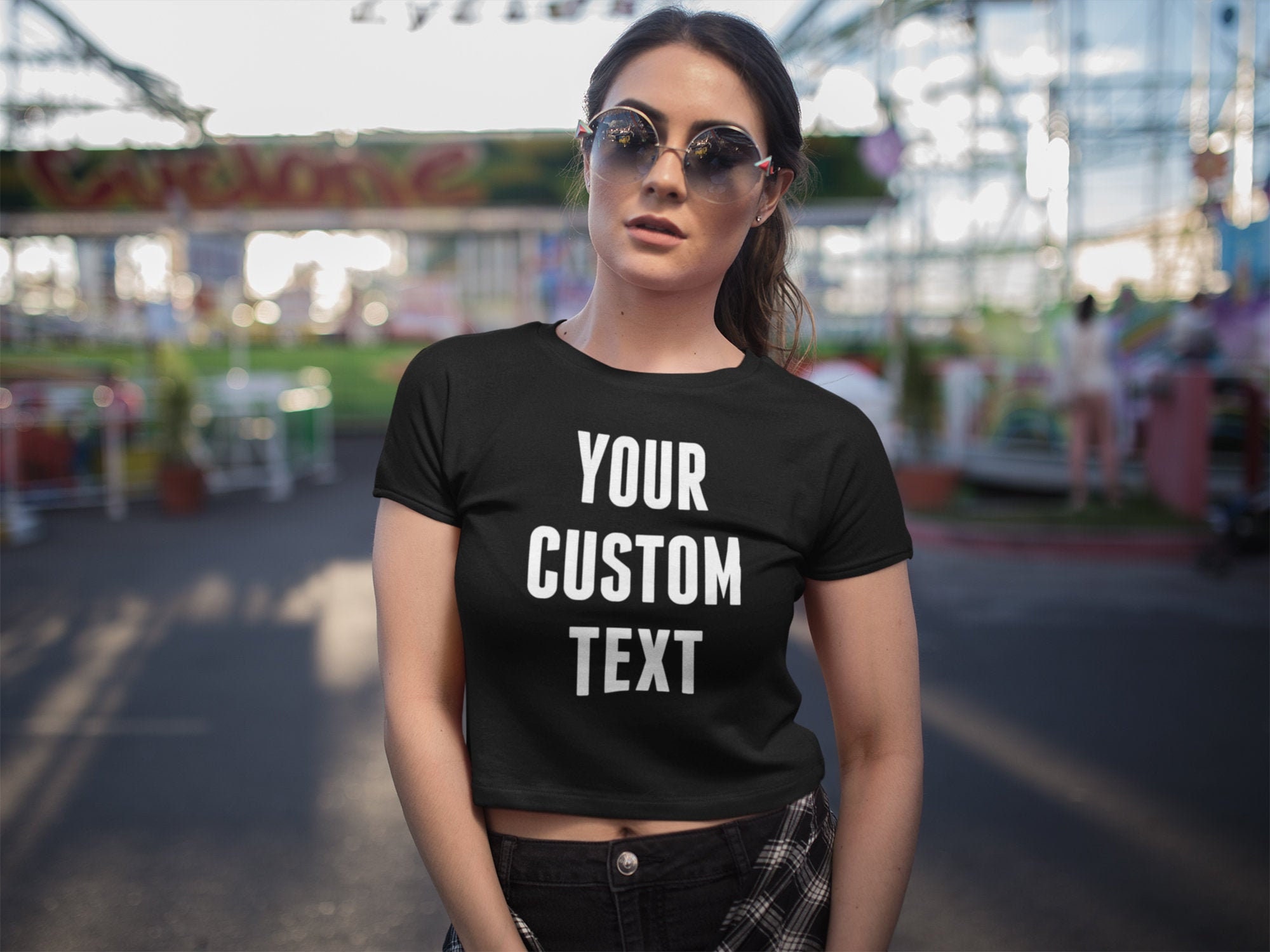 Custom Ladies Crop Top T-shirt With Your Text or Logo - Etsy