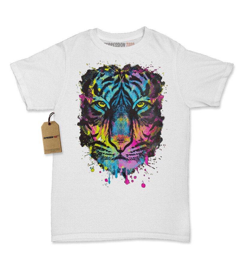 Rainbow Tiger Paint Drip Women's Shirt Abstract | Etsy