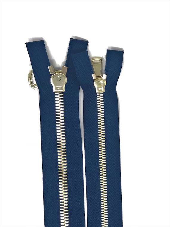 36 Inch Navy Blue Two-Way Separating High Glossy Zipper in 5MM OPEN BOTTOM