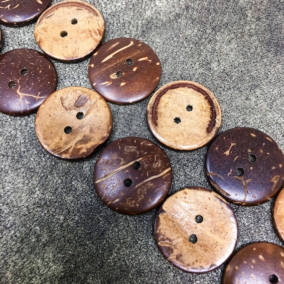 13mm Brown Coconut Two Hole Button 12 Pieces