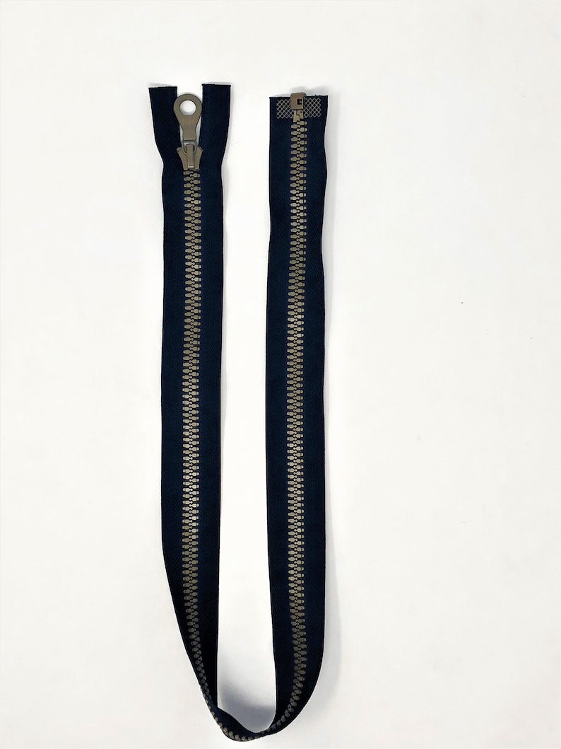 Riri Zipper Black 25.5 Inches Plastic Molded 3 Brown Teeth Separating Open Bottom for Jackets
