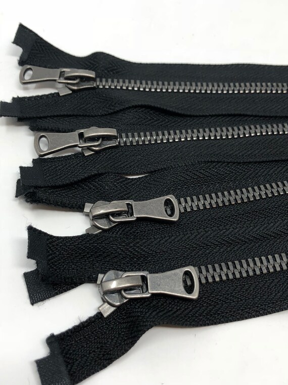 28 inch Black /& Brass Metal #5 YKK Zipper Separating New!
