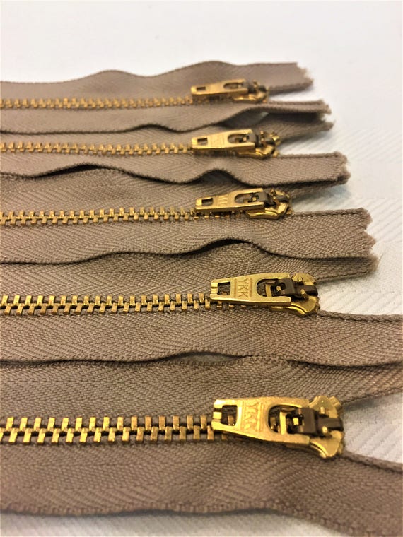 Sewing 810 5 Pack 4.5 Brass Zipper 5" 6" 7"Closed Bottom YKK Beige