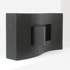 Minimalist Sculpture | Gate (on the Wind) | Abstract Sculpture | Metal Art | Black | Architectural | Cityscape | Geometric Form | by Aralica
