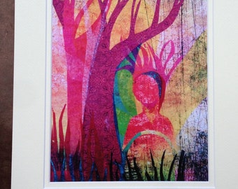 Dancing with Trees. 8x10 Giclee print by Mary Porter Kerns, matted to 11x14