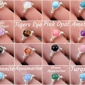 Wire Wrapped Crystal Rings, Birthstone Rings, Healing Rings, Anxiety Rings, Natural Crystal Rings, Gemstone Rings, Handmade Rings