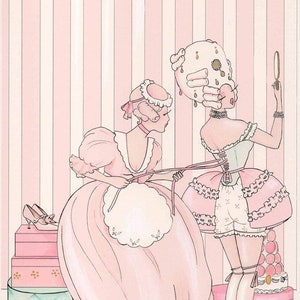 A Lady and her Maid - Limited edition artprint | Madame Dabi | boudoir doll | graduation party | poster art marie antoinette | Gift for sister
