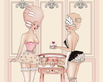 Au Boudoir - Artprint | Madame Dabi | rococo print | boudoir print | bedroom art | poster art marie antoinette | pink aesthetics |