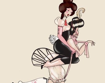 Pony Girl - Artprint | Madame Dabi | | Boudoir art | Belle Epoque illustration | Boudoir Print | Fetish art | Heels | Boots | Gift for her