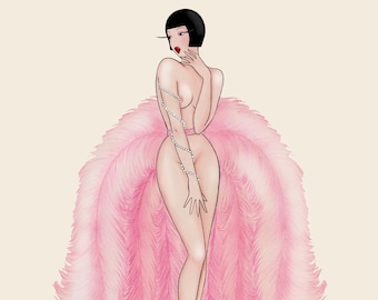 Folies des Plumes - Artprint | Madame Dabi | Vintage illustration | 1920 | midcentury art | Burlesque art | Boudoir Illustration