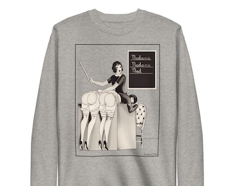 L'ecole de Madame - Gray and White Sweatshirt | Madame Dabi | Unisex Fit | Vintage erotic art | Boudoir art | pin up hoodie | flapper |