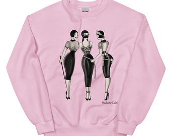 The Welcome - Pink and Cream Sweatshirt | Madame Dabi | Unisex Fit | Vintage erotic art | Boudoir art | pin up hoodie | flapper | feminine |