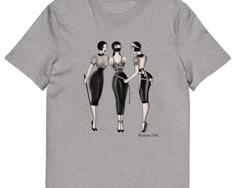 The Welcome - organic cotton unisex fit t-shirt | Madame Dabi | Erotic t-shirt print | Pin up t-shirt | vintage pin up illustration