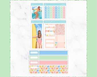 Surfs Up Weekly Sticker Kit Add-ons, Memory Planning, Summer kit, Planner kit, Beach, Vacation, Resort, Ocean, Surfing