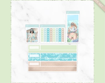 Tahiti Weekly Sticker Kit Add-ons, Memory Planning, Summer kit, Planner kit, Beach, Vacation, Resort, Ocean, Custom Exclusive Art