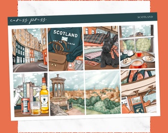 Scotland Weekly Planner Sticker Kit, Memory Planning, Spring Kit, Travel, Europe, Vacation, Wanderlust, Planner Stickers
