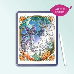 Cat Coloring Page Pumpkin Coloring Halloween Coloring Page - Etsy