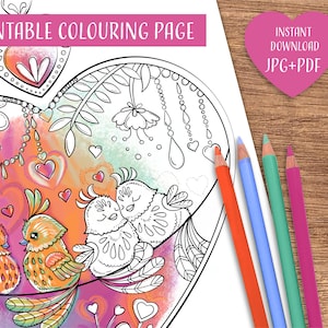 Lovely Birds Coloring Pages. Coloring Book for Adults and Kids. Mandala  Coloring Bundle. Printable PDF Coloring Book. Instant Download. 