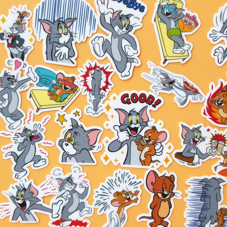40 Pcs Tom and Jerry Sticker PackAnime StickersDecorative StickersJournal StickersScrapbookingDiary Deco