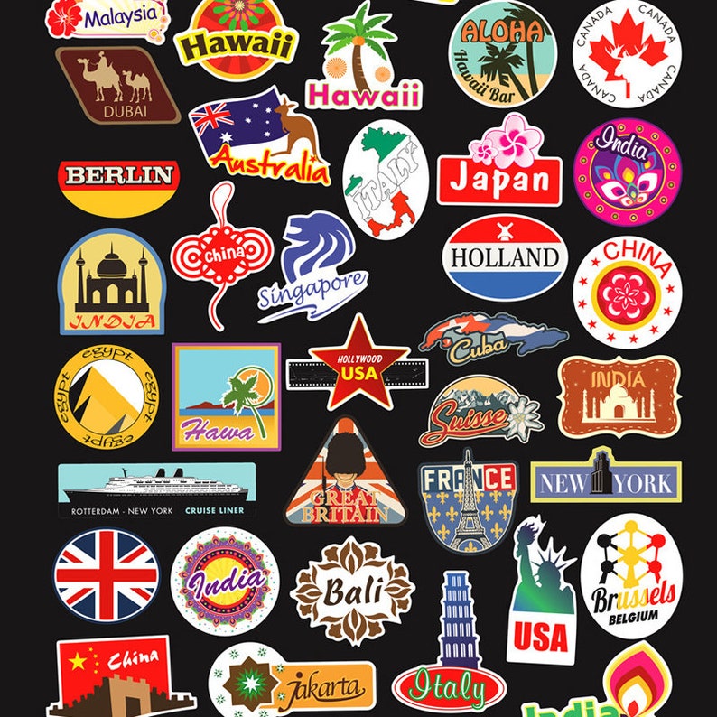 100 Pcs Landmarks Sticker Pack City Icons Stickers Laptop Etsy
