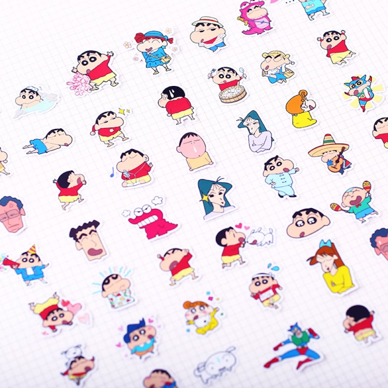 46 Pcs Crayon Shinchan Sticker Pack/Anime Stickers/Decorative Etsy