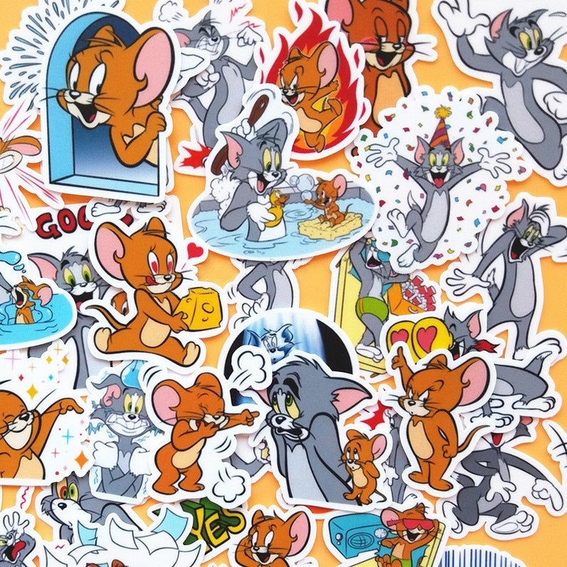 40 Pcs Tom and Jerry Sticker PackAnime StickersDecorative StickersJournal StickersScrapbookingDiary Deco