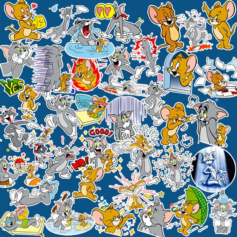 40 Pcs Tom and Jerry Sticker PackAnime StickersDecorative StickersJournal StickersScrapbookingDiary Deco