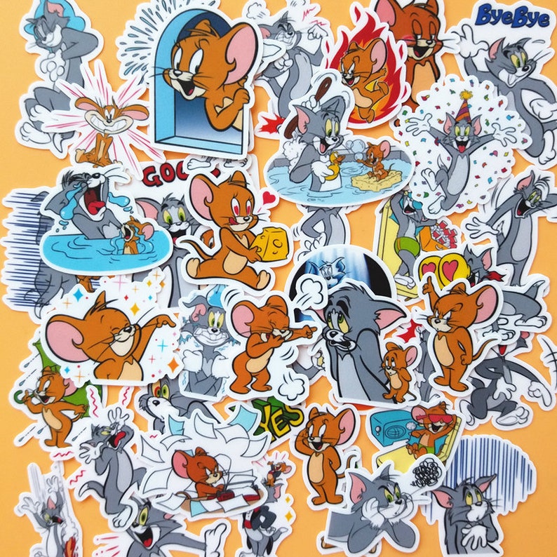 40 Pcs Tom and Jerry Sticker PackAnime StickersDecorative StickersJournal StickersScrapbookingDiary Deco